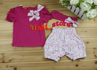 Kid Baby Girl Top Pant Headband Shorts Set Costume Clothes Outfit 24 36M