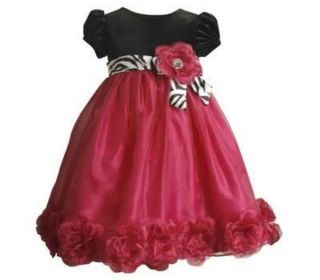 Gorgeous Fuchsia Organza Black Velvet Holiday Flower Girl Party Dress