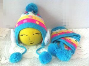 2014 Cute Boys Girls Baby Kid Toddler Warm Winter Blue Cap Scarf
