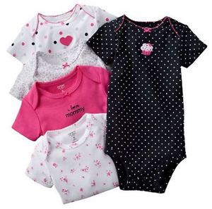 Carters Baby Girl Clothes 5 Bodysuits Newborn 3 6 9 12 18 24 Months Short Sleeve
