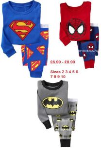 Baby Toddler Boys PJs Pyjamas New Batman Superman Spiderman 12 18 24 1 2 Years