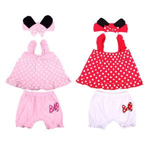 3pcs Girl Baby Infant Headband Top Pants Bloomers T Shirt Outfit Dress Clothing