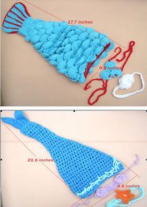 3 Pcs Set Handmade Baby Newborn Infant Mermaid Knit Crochet Clothes Photo Prop