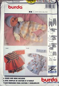 Burda Baby Doll Clothes 8" 10" 12" 14" 16" 18" Dress Romper Pattern 8841 UC