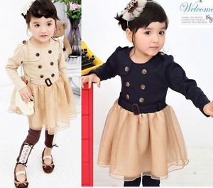 Girl Dress Long Sleeve Tutu Kids Clothes S1 6Y Baby Party Costume Cute 2 Color