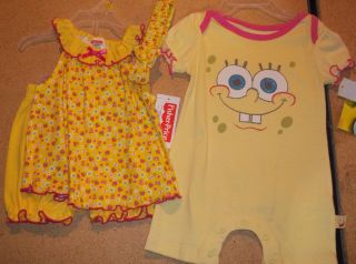4 PC Lot 14 Girls Baby Clothes 0 3 Month Nickelodeon Fisher Price Spongebob