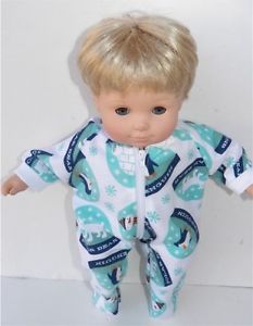 New Cute White Pajamas PJs Doll Clothes Made for Fit 15 Bitty Baby Girl Boy Twin