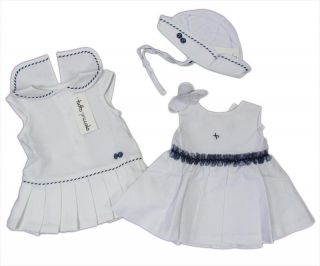 TUTTO Piccolo "Nautical" Kleid Dress Marine Navy Leinen Baby Weiß Blau Neu
