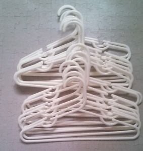 Lot of 20 Clothes Hangers White Baby Child Toddler Plastic Kid