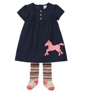 Carters Baby Girl Clothes Dress Tights Blue Pink Horse 3 6 9 12 18 24 Months