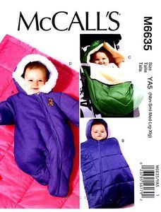 McCall's Pattern M6635 Baby Snowsuit Bunting NB XL Blanket Infant Clothes 6635