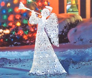 48" Flocked Trumpeting Angel Lighted Christmas Yard Art