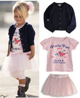 Girl Baby Clothes Girl 3 Pcs Set Skirt T Shirt Coat Kid Outfit Tutu Costume 3 4Y