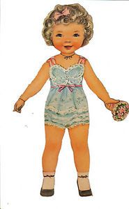 2 Large Paper Dolls Clothing and Baby Paper Doll Dog 1940's or 1950'S