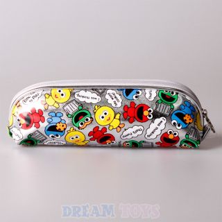 Sesame Street Baby Muppets 8" Silver Imported Pencil Case Pouch Cookie Bird Elmo