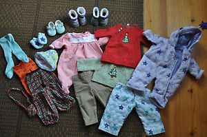 Lot of Authentic American Girl Bitty Baby Doll Clothes Outfits Christmas Shoes
