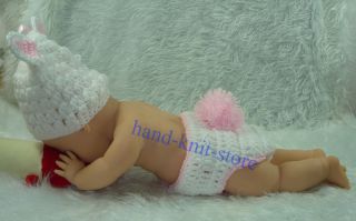 Cute Baby Infant Rabbit Knitted Costume Photo Photography Prop Newborn White L15