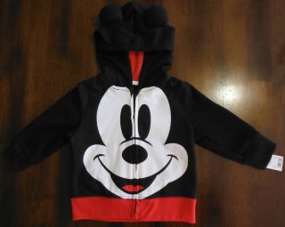 Boy Girls 18M Disney Mickey Sweatshirt Hoodie Ears Mouse World Disneyland Jacket