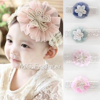 Baby Infant Girl Bowknot Elastic Flower Toddler Hairband Lace Soft Headband Cute