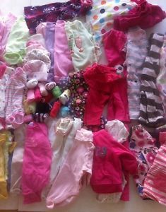 65 Pieces Preemie Newborn 3 Month Baby Girl Winter Clothing Lot