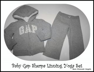 Baby Gap Warmest Sherpa Lining Yoga Set Logo Hoodie Jacket Pants Girl Size 3  BP