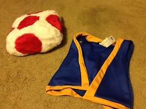 Super Mario Brothers Toad Halloween Costume Headpiece Vest Child Size Med 8 10