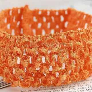 3X Orange 1 5 inch Elastic Baby Girls Knitted Crochet Headband for Bows Flowers