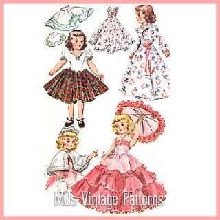 Vtg 1950s Doll Clothes Pattern Dress Parasol 18" Mary Hoyer Sweet Sue Toni