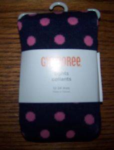 Gymboree Miss Mouse Navy Blue Pink Dot Tights 12 24 MO