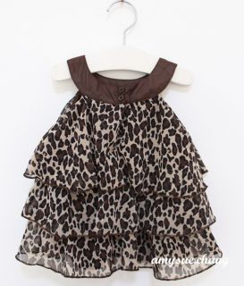 1pc Baby Kid Toddler Girl Chiffon Dress Top Costume Outfit Clothes Tutu Leopard