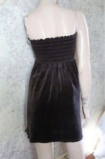 Juicy Couture Brown Velour Strapless Dress Large L