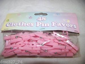 48 Baby Shower Favors Scatters Clothes Pins Pink Girl