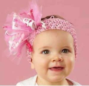 Mud Pie Baby Girl Pink Birthday Crocheted Hairbow Headband