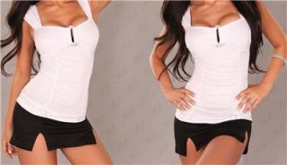 Womens Clothing Sexy Little Club Outfit White Top Black Skirt incl Plus Sizes