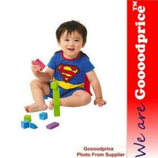 Superman Baby Costume Short Sleeve Romper One Piece Outfit Detachable Cape New