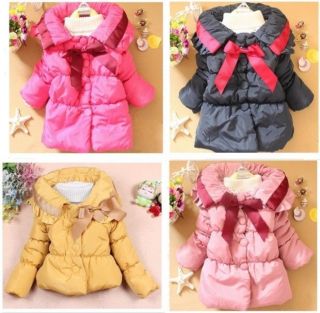 Kids Baby Toddler Girls Bow Knot Winter Hoodies Coats Jacket Top Outwear Jumpers