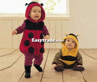 Baby's Super Cute Fleece Cartoon Ladybird Bee Costume Dress Romper 4 Sizes ESY1