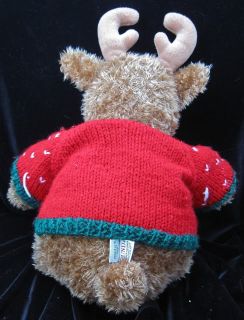 Gund Moose Moosicle 1029 Brown Plush Christmas Toy Sweater Red Green Stuffed 20"
