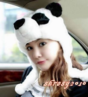 Women Girls Cartoon Animal Panda Lovely Fluffy Plush Warm Hat Cap Beanie Hats