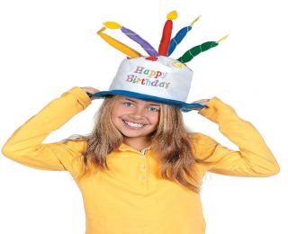 Happy Birthday Cake Felt Hat with Candles Kid's Adult Party Colorful