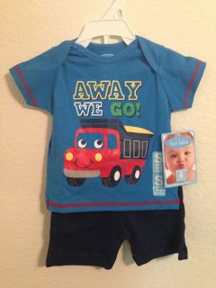 Spring 2014 Bon BEBE Baby Boy's "Away We Go" Tee and Shorts Set Size 6 9 Months