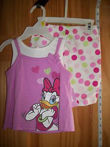 New Daisy Duck Infant Clothes 3 6M Disney Baby 2 Piece Set Pink Polka Dot Shorts