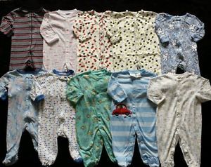 10 Piece Baby Boy Sleeper Pajama Clothes Lot Size 3 3 6 6 Months B6