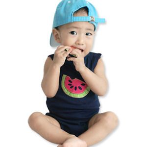 Made in Korea New Sleeveless Navy Baby Boy Girl Infant Cotton Clothing WBA 157