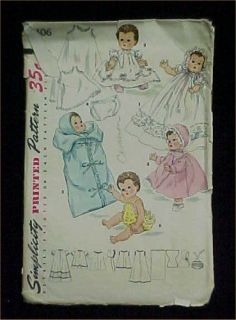 Vintage Original Doll Clothes Dress Pattern Baby Size 20" Betsy Wetsy Sew 1950s
