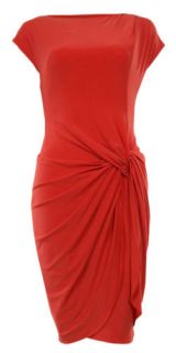 BATEAU Faux Knot Draped Skirt Jersey Dress 2 Spring Coral