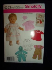 New Simplicity Pattern 0263 15" Doll Clothes Bitty Baby or Baby Doll Size