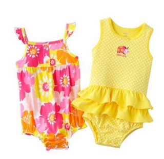 Carters Baby Girl Summer Clothes 2 Sunsuits Yellow 3 6 9 12 18 24 Months