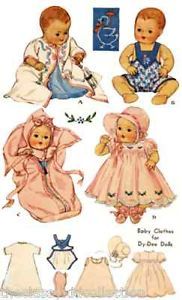 Vintage Baby Doll Clothing Pattern 513