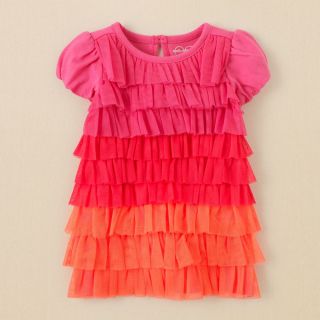 Sz 9 12 mos The Children's Place Ruffle Tulle Tiered Dress Pink Orange
